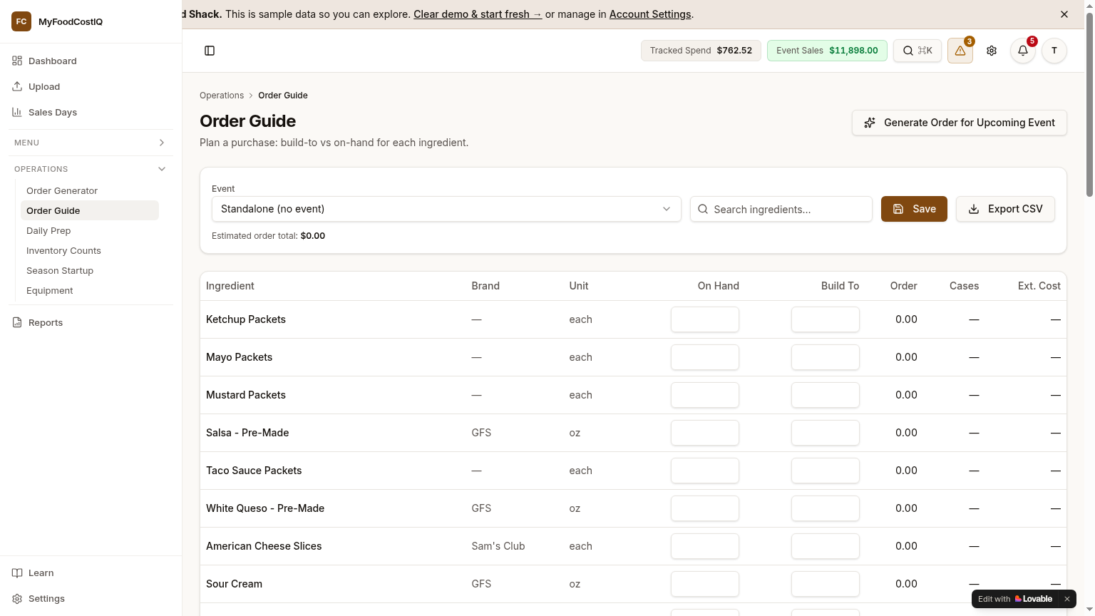 SCREENSHOT: Order Guide