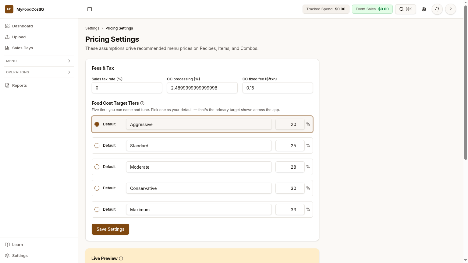 SCREENSHOT: Pricing Calculator